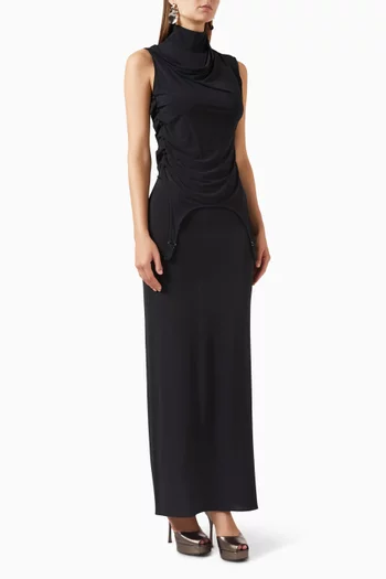 فستان طويل بحمالات جوارب من الملابس الداخلية فيسكوز