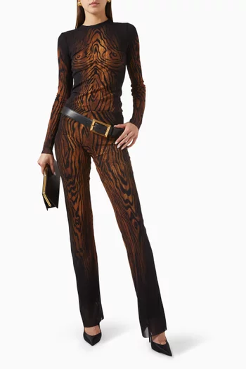 Wood-print Pants in Mesh