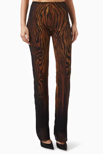 Wood-print Pants in Mesh