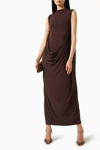 فستان طويل بدرابيه مزيج فيسكوز