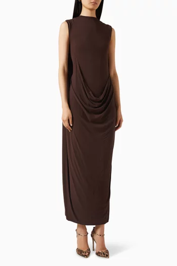 فستان طويل بدرابيه مزيج فيسكوز