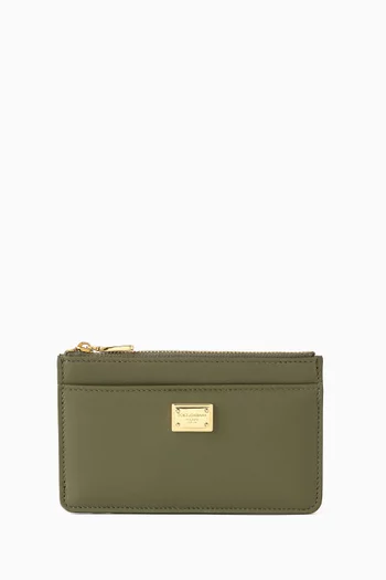 حافظة بطاقات بحلية شعار DG جلد عجل