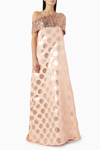 Sequin-embellished Off-shoulder Dress