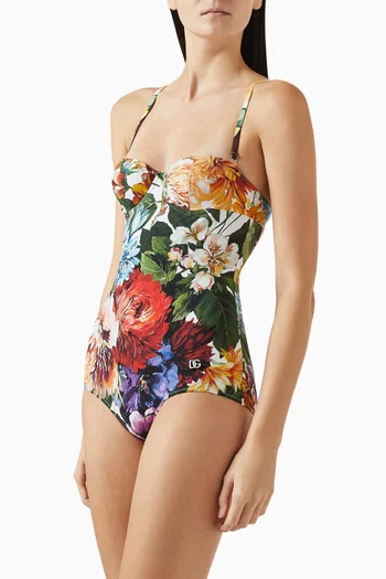 Flower-print Padded One-piece Swimsuit