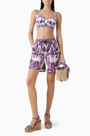 شورت بنقشة مايولكا قطن بوبلين