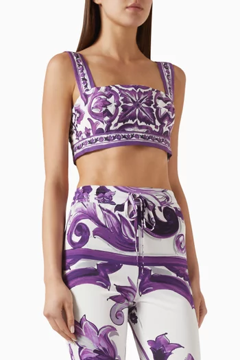 Majolica-print Crop Top in Poplin