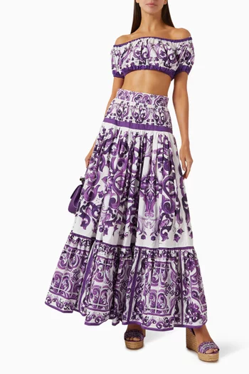 Majolica-print Skirt in Poplin