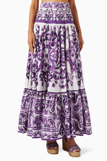 Majolica-print Skirt in Poplin
