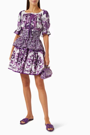 بلوزة بنقشة مايولكا بوبلين