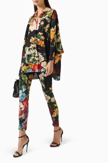 Flower Bouquet-print Pants in Charmeuse