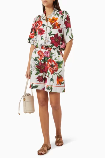 Flower-print Shirt in Charmeuse
