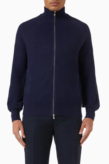 English Rib Zip Cardigan in Malfilé Cotton