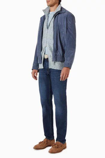 Zip Cardigan in Flecked Cashmere
