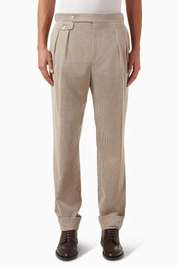Double Pleat Pants in Cotton & Cashmere Corduroy