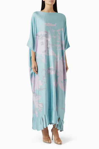 Printed Fringe Kaftan in Viscose