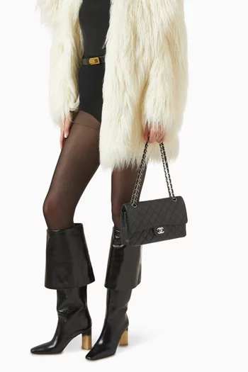 Medium Classic Double Flap Bag in Quilted Caviar Leather