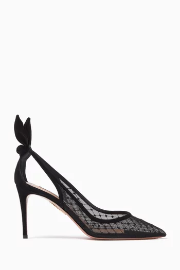Bow-tie 85 Net Pumps in Suede & Mesh
