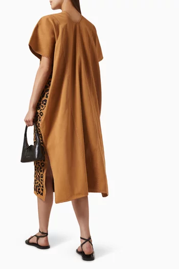 Leopard-print Kaftan in Cotton-blend