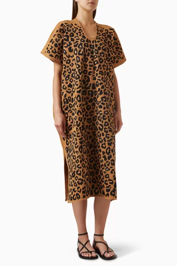Leopard-print Kaftan in Cotton-blend