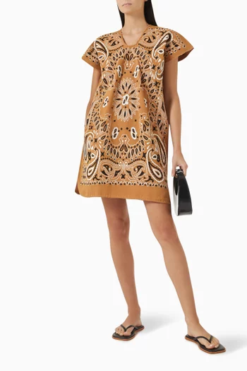 Bandana-print Mini Kaftan in Cotton-blend