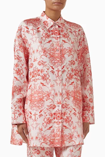 Sailor Tattoo Pyjama Shirt in Silk-twill