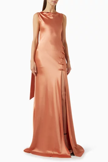 Priscilla Open-back Gown in Satin