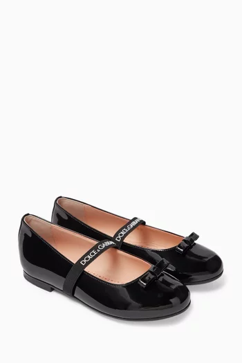 Logo Strap Ballet Flats in Patent Leather