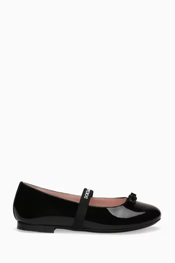 Logo Strap Ballet Flats in Patent Leather