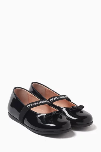 Logo Strap Ballet Flats in Patent Leather