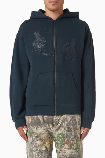 كنزة بغطاء رأس إنتو ذا ديستانس وسحّاب قطن