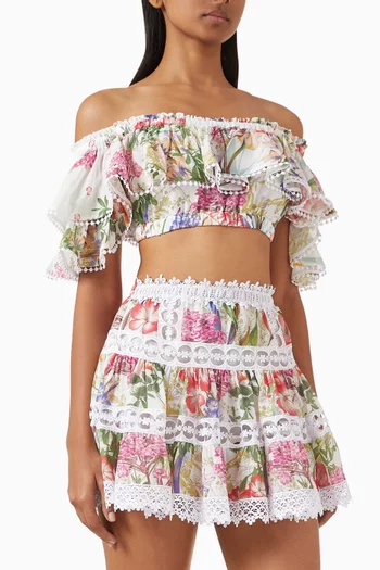 Tulip Off-shoulder Top in Cotton Blend