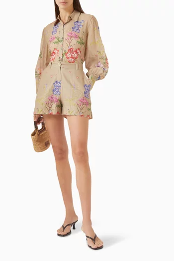 Aster Floral-print Blouse in Cotton Blend