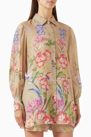 Aster Floral-print Blouse in Cotton Blend
