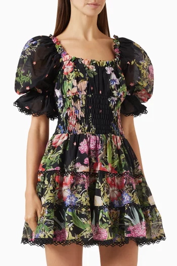 Giulia Floral-print Mini Dress in Cotton Blend