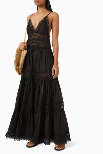 Cindy Lace-trim Dress in Cotton Blend