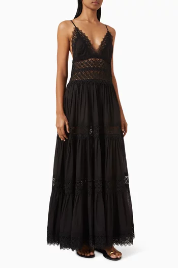 Cindy Lace-trim Dress in Cotton Blend