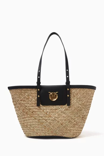 Love Summer Basket Shoulder Bag in Raffia