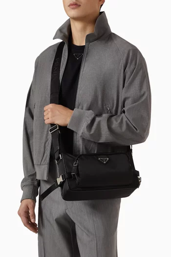 Medium Shoulder Bag in Re-Nylon & Saffiano Leather
