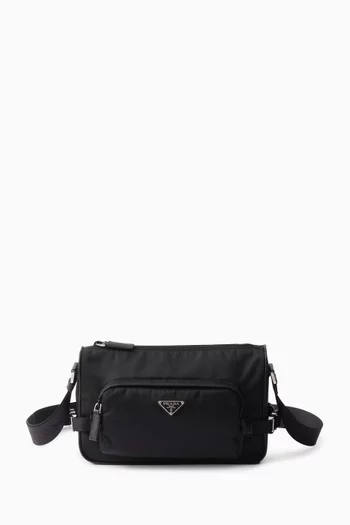 Medium Shoulder Bag in Re-Nylon & Saffiano Leather