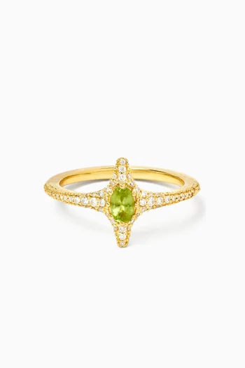 Selene Diamond & Peridot Ring in 18kt Yellow Gold