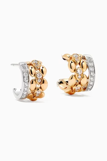 Dualité Huggie Hoop Earrings in 18kt Rose Gold & White Gold
