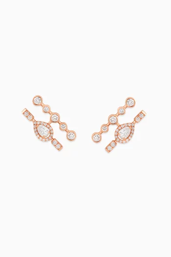 Trilogie Diamond Stud Earrings in 18kt Rose Gold