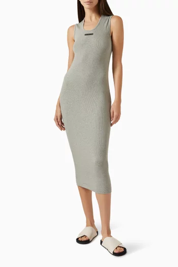 Rib Tank Midi Dress in Stretch Cotton