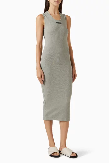 Rib Tank Midi Dress in Stretch Cotton