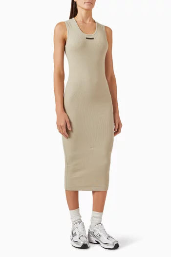 Rib Tank Midi Dress in Stretch Cotton