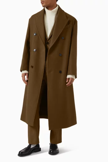 Double Breasted Long Coat in Wool