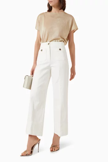 بنطال فيلان بخصر مرتفع دينم