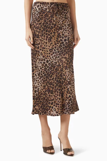 Albany Drawstring Midi Skirt in Twill