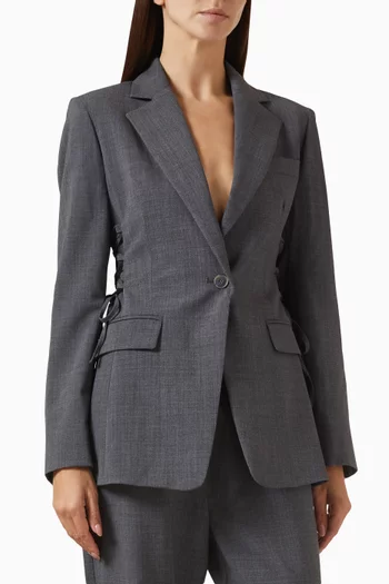 Straight-fit Stretch Blazer in Wool-blend