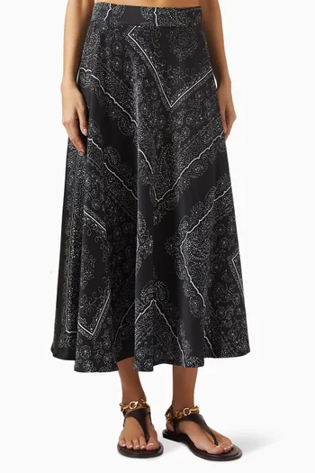 تنورة متوسطة الطول بنقشة باندانا فولار تويل